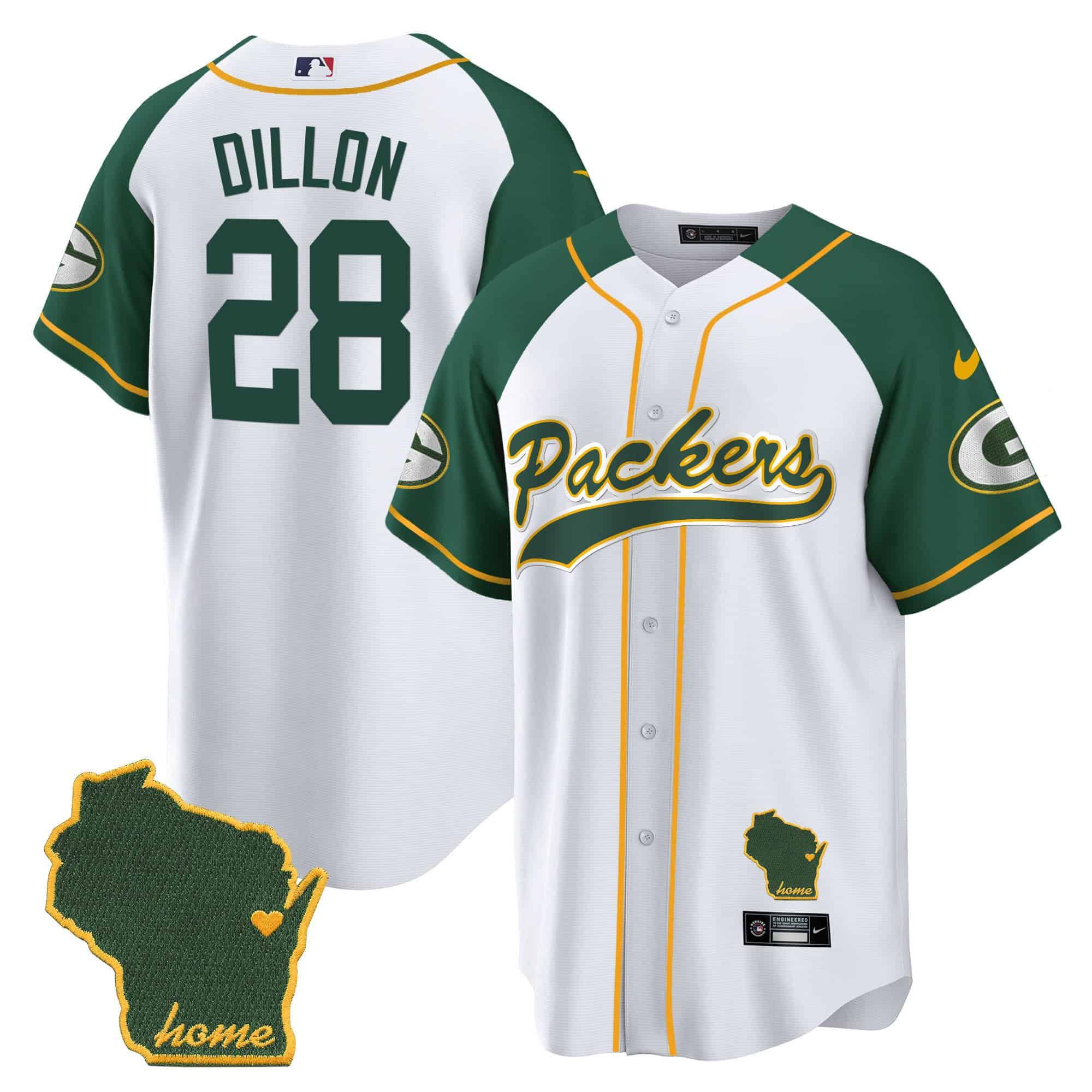 Men Green Bay Packers #28 Dillon White 2024 Nike Home Patch Baseball NFL Jersey style 1